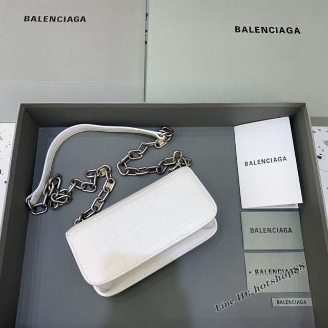 Balenciaga專櫃爆款小號鱷魚白色肩背包 巴黎世家新款Gossip bag斜挎包 fyj1326